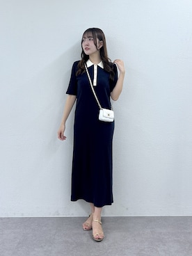「La boutique BonBon（ラブティックボンボン）のポロTEEワンピース（ワンピース、ブルー系）」を使った、Sanaさん（レディース・163cm）の春コーディネート