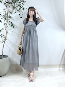 「シアーワンピース」｜「アイテム（グレー系）」を使った、Sanaさん（レディース・163cm）の夏コーディネート