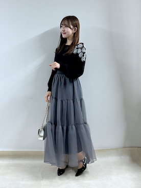 「刺繍ニット」｜Sanaさん（レディース・163cm）の秋コーディネート
