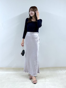 「アイテム（スカート、パープル系）」を使った、Sanaさん（レディース・163cm）の夏コーディネート