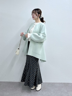 「La boutique BonBon（ラブティックボンボン）のフリルリブニットカーディガン（ニット/セーター）」を使った、Sanaさん（レディース・163cm）の秋コーディネート