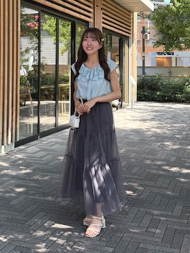 「ティアードスカート」｜Sanaさん（レディース・163cm）の夏コーディネート