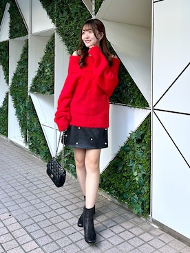 「レザースカート」｜Sanaさん（レディース・163cm）の秋コーディネート