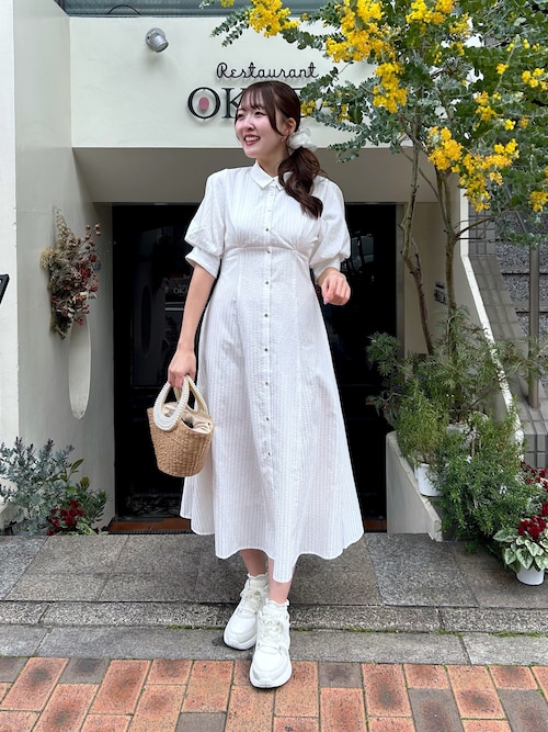 セール】【sana監修・今すぐお届け！】ストライプフレアシャツ