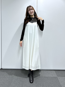 「キャミソールワンピ」｜Sanaさん（レディース・163cm）の秋コーディネート