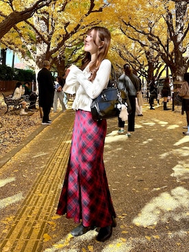 「チェック柄」｜Sanaさん（レディース・163cm）の冬コーディネート