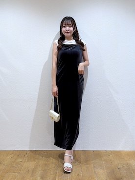 「La boutique BonBon（ラブティックボンボン）の【着回し力抜群！】ベロアキャミワンピース（One piece dress、ブルー系）」を使った、Sanaさん（レディース・163cm）の夏コーディネート