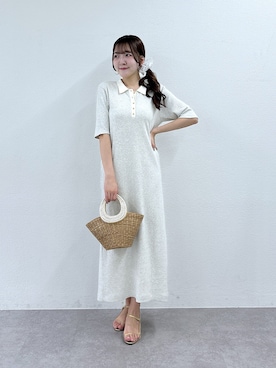 「La boutique BonBon（ラブティックボンボン）のポロTEEワンピース（ワンピース、グレー系）」を使った、Sanaさん（レディース・163cm）の春コーディネート
