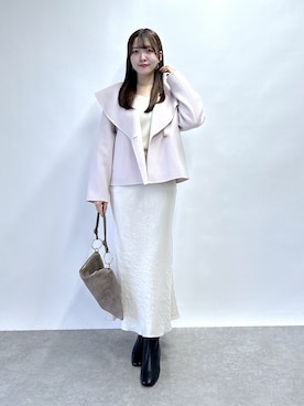 「La boutique BonBon（ラブティックボンボン）のきらきらサテンロングナロースカート（スカート）」を使った、Sanaさん（レディース・163cm）の秋コーディネート