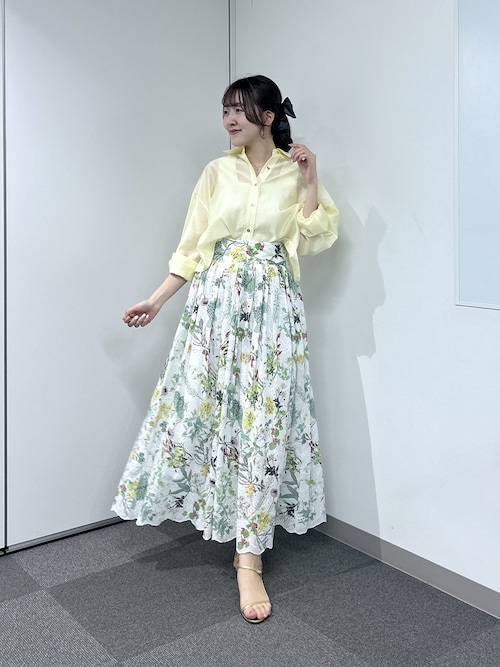 エンブロイダリーフラワープリントスカート（スカート）｜La boutique