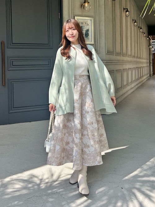 お花柄ジャガードスカート ラブティックボンボン チューリップ柄 36 Sサイズ La boutique Bonbon（ラブティックボンボン） スカート 「今すぐお届け