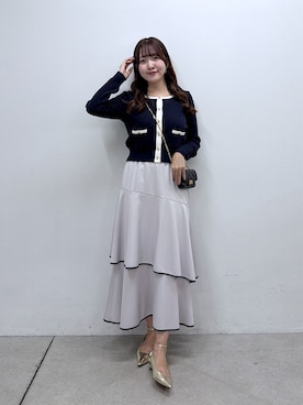 「La boutique BonBon（ラブティックボンボン）のケーブルニットカーディガン（ニット/セーター、ブルー系）」を使った、Sanaさん（レディース・163cm）の秋コーディネート