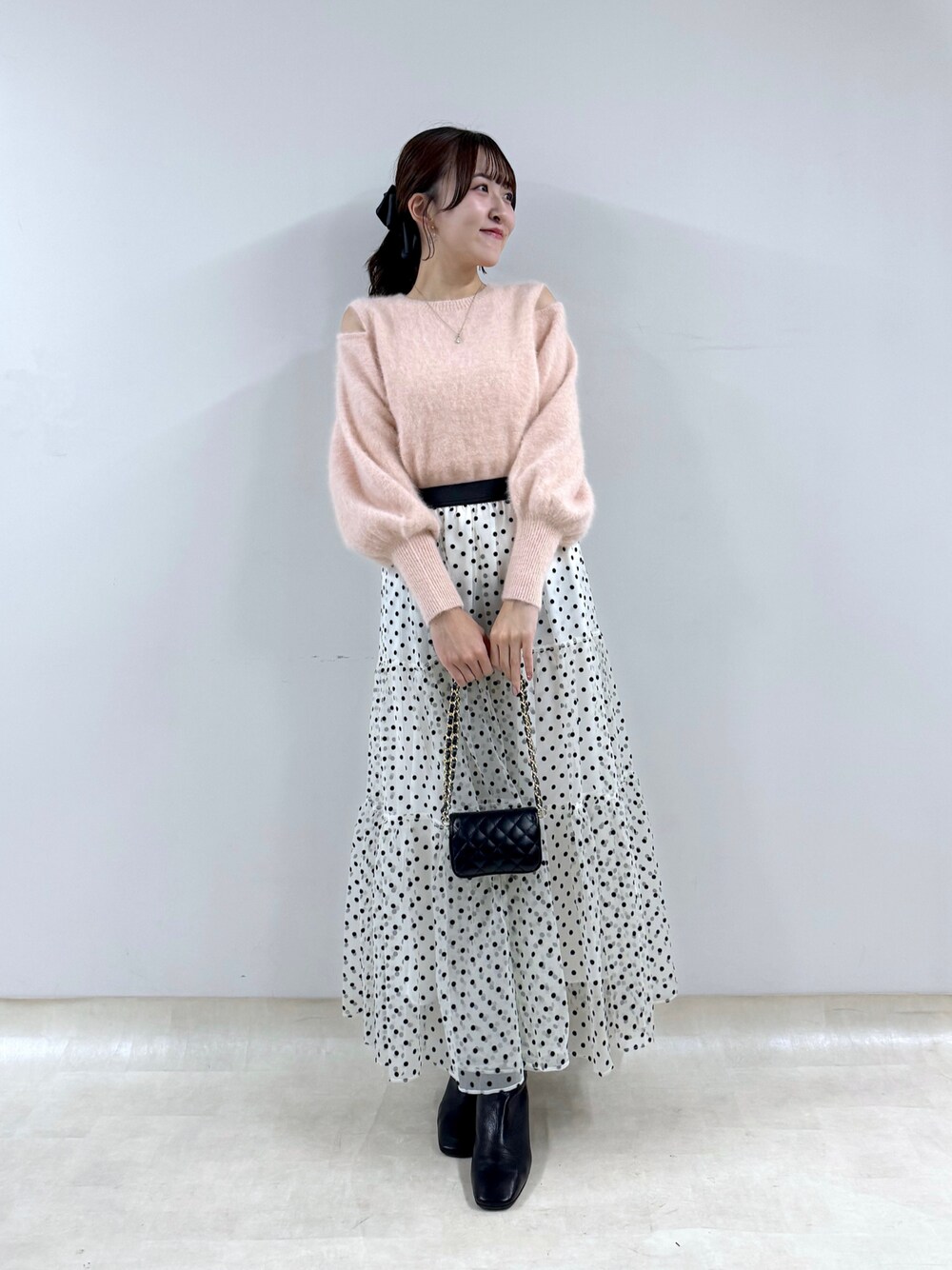 ヘアリーウールカシミヤ混スリットショルダーニット