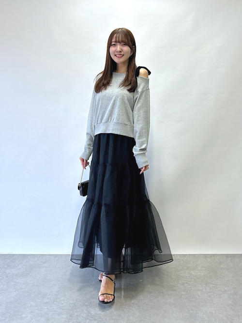 オトナガーリー】ミニ裏毛オフショルリボンプルオーバー