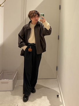 「アイテム（ライダースジャケット）」を使った、はるとさん（メンズ・162cm）の秋コーディネート