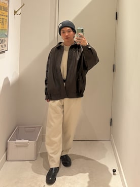 「アイテム（ライダースジャケット）」を使った、はるとさん（メンズ・162cm）の冬コーディネート