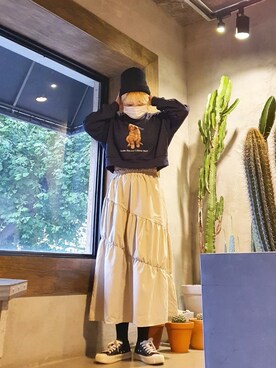 「ショット」｜「アイテム（スカート）」を使った、ddongさん（レディース・164cm）の秋コーディネート