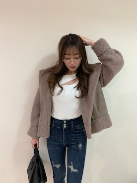 「LIPSERVICE（リップサービス）のアイテム（ジャケット/アウター）」を使った、fumiさん（レディース・165cm）の秋コーディネート