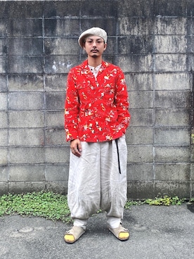 「古着好きな人と繋がりたい」｜「アイテム（ハンチング/ベレー帽）」を使った、ぴーすけぴーすけさん（メンズ・175cm）の夏コーディネート