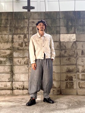 「NO ID.（ノーアイディ）のアイテム（ハンチング/ベレー帽）」を使った、ぴーすけぴーすけさん（メンズ・175cm）の秋コーディネート