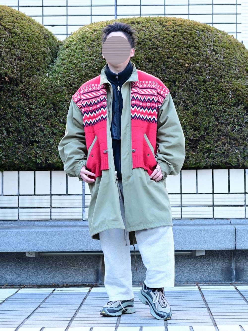 「JUNYA WATANABE MANのアイテム（モッズコート、グリーン系）」を使った、うきちゅさん（メンズ・167cm）の冬コーディネートの1枚目の写真