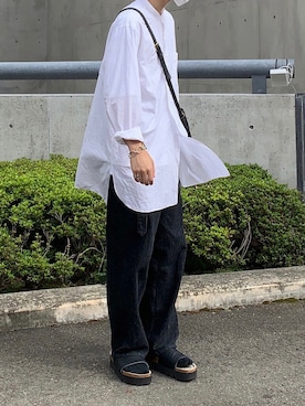 kidさんの「＜COMOLI（コモリ）＞ バンドカラー シャツ■■■」を使ったコーディネート