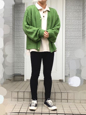 「アイテム（ポロシャツ、ホワイト系）」を使った、ユウダイさん（メンズ・173cm）の冬コーディネート