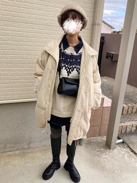 「アイテム（イヤリング）」を使った、うっぴさん（レディース・157cm）の冬コーディネート