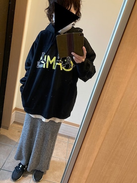 「メンズライクコーデ」｜「アイテム（スカート）」を使った、うっぴさん（レディース・155cm）の冬コーディネート