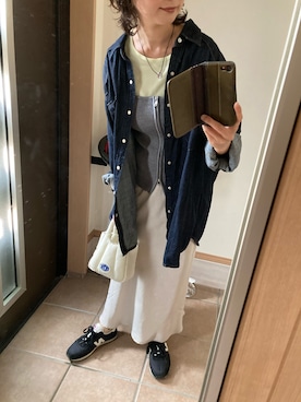 「DISCOAT（ディスコート）の【WEB限定】リブシアーロングスリーブ（Tシャツ/カットソー）」を使った、うっぴさん（レディース・157cm）の春コーディネート