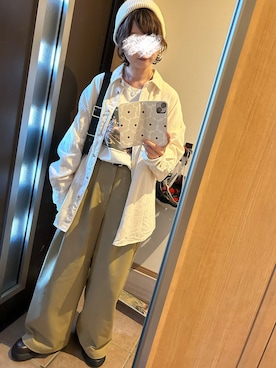 「DISCOAT（ディスコート）のアイテム（パンツ）」を使った、うっちーさん（レディース・157cm）の春コーディネート