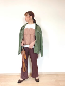 「レイヤード風」｜「アイテム（ジャケット/アウター）」を使った、eri♡さん（レディース・155cm）の秋コーディネート