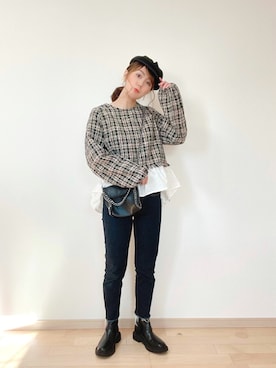 「GRL（グレイル）のチェーンフラップショルダーバッグ（ショルダーバッグ）」を使った、eri♡さん（レディース・155cm）の秋コーディネート