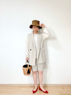 「niko and...（ニコアンド）のアイテム（かごバッグ）」を使った、eri♡さん（レディース・155cm）の春コーディネート