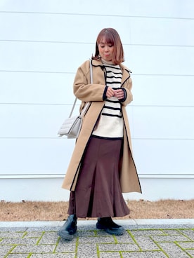 「パイピングコート」｜「アイテム（アクセサリー）」を使った、eri♡さん（レディース・155cm）の冬コーディネート
