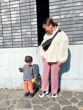 「息子コーデ」｜「アイテム（バッグ）」を使った、eri♡さん（レディース・155cm）の秋コーディネート