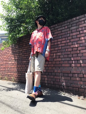 「RAGEBLUE（レイジブルー）のアイテム（帽子）」を使った、つっちさん（レディース・161cm）の夏コーディネート