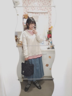 「休闲」｜「アイテム（パンプス）」を使った、🍪norabearさん（レディース・160cm）の春コーディネート