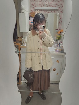 「POU DOU DOU（プードゥドゥ）のアイテム（その他アウター）」を使った、🍪norabearさん（レディース・160cm）の秋コーディネート