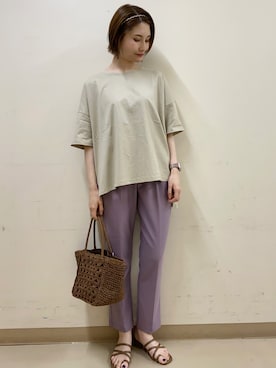 「ラベンダー」｜「アイテム（財布/小物）」を使った、mizukiさん（レディース・160cm）の夏コーディネート