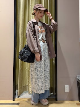 「アイテム（ヘアアクセサリー、ブラウン系）」を使った、mizukiさん（レディース・160cm）の秋コーディネート
