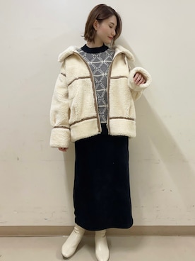 「earth music&ecology（アースミュージックアンドエコロジー）のアイテム（その他アウター）」を使った、mizukiさん（レディース・160cm）の冬コーディネート