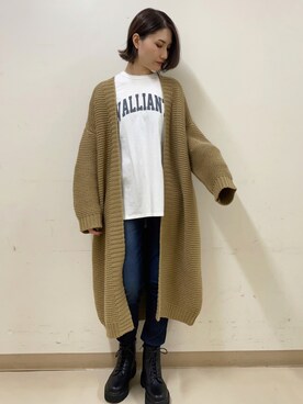 「ロングカーディガン」｜「アイテム（その他アウター）」を使った、mizukiさん（レディース・160cm）の秋コーディネート