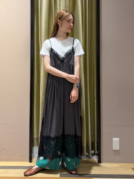 「Green　Parks（グリーンパークス）のもちやわインソールジェリーシューズ（サンダル、ブラウン系）」を使った、mizukiさん（レディース・160cm）の夏コーディネート