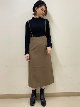 「タイトシルエット」｜「アイテム（帽子）」を使った、mizukiさん（レディース・160cm）の秋コーディネート