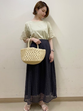 「レーススカート」｜「アイテム（財布/小物）」を使った、mizukiさん（レディース・160cm）の夏コーディネート