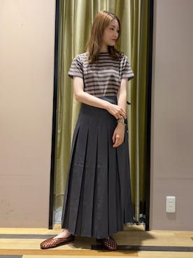 「Green　Parks（グリーンパークス）のもちやわインソールジェリーシューズ（サンダル、ブラウン系）」を使った、mizukiさん（レディース・160cm）の夏コーディネート