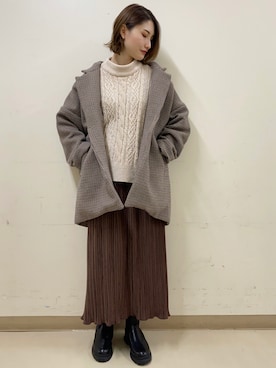 「earth music&ecology（アースミュージックアンドエコロジー）のアイテム（その他アウター）」を使った、mizukiさん（レディース・160cm）の冬コーディネート