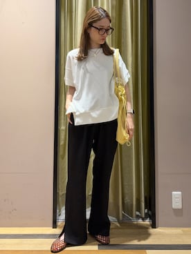 「Green　Parks（グリーンパークス）のもちやわインソールジェリーシューズ（サンダル、ブラウン系）」を使った、mizukiさん（レディース・160cm）の夏コーディネート