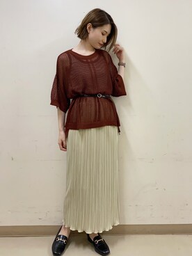 「earth music&ecology（アースミュージックアンドエコロジー）のアイテム（ベルト）」を使った、mizukiさん（レディース・160cm）の夏コーディネート